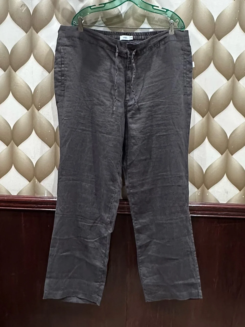 Onia men’s 100% Linen Drawstring Pants dark taupe XXL 2XL